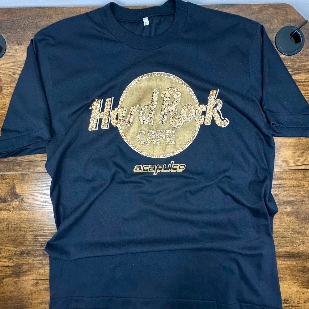 Vintage 90s Hard Rock Cafe Acapulco Mexico T-Shirt L Sequin Single Stitch‎ Tee